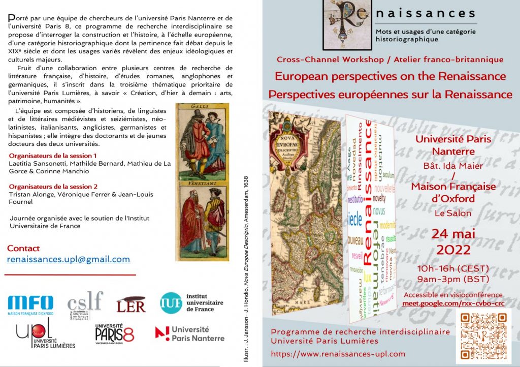 European perspectives on the Renaissance//Perspectives européennes sur la Renaissance-24 mai 2022